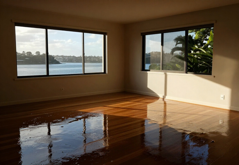 Water-damaged wall in a Kogarah home before drying